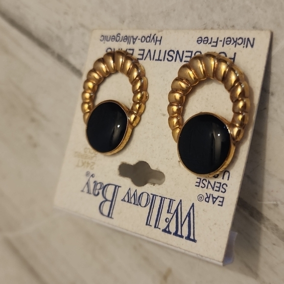 3 for $15 - Willow Bay - Black and Goldtone braided earrings - Picture 3 of 4